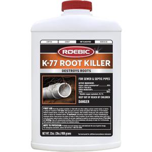Roebic K-77 Granular Tree Root Killer, Chemical Septic System, Drain Field and Sewer Line Pipe Clog Remover and Root Destroyer, Safe for Bathroom Toilet, 32 oz