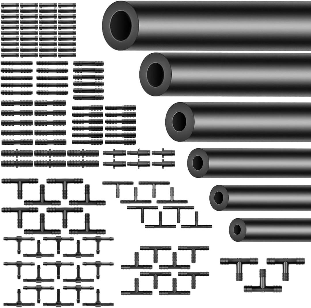 Silicone Vacuum Hose Kit 6PCS 5FT 1/8" 5/32" 3/16" 1/4" 5/16" 3/8" ID High Performance 130PSI With Vacuum Connector 12 Sizes 130PCS Engine Automotive Vacuum Silicone Hose Line Kits