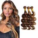 Highlight Blonde Body Wave 26 28 30 Inch Brazilian Virgin Remy P4/27 Bundles Double Weft Two Tone Blonde Mixed With Brown Wet and Wavy Bundles Brown Highlights