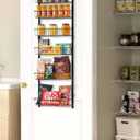 VEVOR Over the Door Pantry Organizer, 6-Tier Pantry Organization and Storage, Heavy-Duty Steel Hanging Spice Rack, Adjustable Wall Seasoning Shelves, for Home Kitchen Laundry Room Bathroom, Black