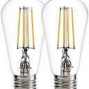 Dusk to Dawn LED Lights Bulb,Photocell Sensor Bulb, Auto Turn On/Off, ST58 ST19 60W Edison Replacement, E26 8W 800lm,Warm White 2700K for outdoor wall light fixture Garden Garage Porch Pack of 2