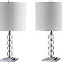 JONATHAN Y JYL5040A-SET2 Set of 2 Table Lamps Barnard 22" LED Crystal/Metal Table Lamp Glam Contemporary Bedside Desk Nightstand Lamp for Bedroom Living Room Office College Bookcase, Clear/Chrome