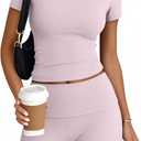 Trendy Queen Womens 2 Piece Workout Sets Short Matching Lounge Sets Summer Clothes Going Out Gym Outfits (Large, Babypink)