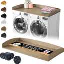 Nedura Washer Dryer Countertop w/Anti-Vibration Pads & Curved Edge Rails, Premium Bamboo Laundry Countertop, Washer Dryer Topper, Laundry Room Organization, Laundry Room Accessory - Driftwood