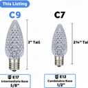 Novelty Lights 25 Pack C9 LED Bulbs, Dimmable Faceted Outdoor LED Christmas Lights Replacement Bulbs, Warm White E17 Base, 0.5w