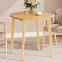 HOOBRO Bamboo Dining Table, Round Dining Table for 2, 27.5" Kitchen Table for Small Space, Writing Table, Easy to Assemble, for Dining Room, Living Room, Office, Kitchen, Apartment, Natural YL71CZ01G1, 27.5D x 27.5W x 29.5H