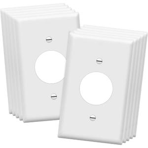 ENERLITES 1.406" Hole Single Receptacle Outlet Wall Plate, Size 1-Gang 4.50" x 2.76", Polycarbonate Thermoplastic, 8851-W-10PCS, White (10 Pack)