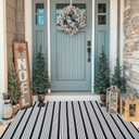 Black and White Striped Outdoor Rug Front Porch Rug 35.4'' x 59'' Front Door Mat Cotton Hand-Woven Reversible Mats for Outdoor,Entryway,Laundry Room,Farmhouse,Kitchen