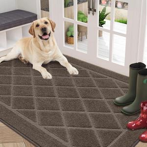 BEQHAUSE Dirt Trapper Door Mat 36" x 60", Doormat Non-Slip Entryway Rugs Washable, Dog Door Mat Stain Resistant and Absorbent Welcome Floor Mat for Front Back Door, Mud Wet Shoes & Paws, Light Brown