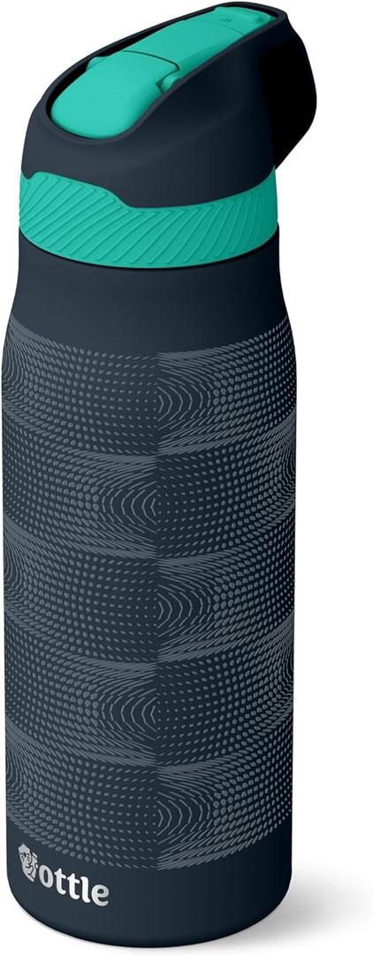 Ottle Cove Cruiser Stainless Steel Water Bottle - 24 oz Insulated Flask with Leak Proof Lid BPA-Free - Reusable Gym Water Bottle for Travel, Camping & Sports - Halftone Flow