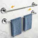 14.6inch~24inch Towel Racks for Bathroom,Adjustable Suction Cup Towel Bar for Bathroom Wall,Stainless Steel Bath Towel Holder for Shower,2 Pack(Brushed Silver)