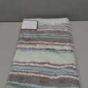 Chardin home Cordural Stripe Bath Rug Runner with Skid Resistant Latex Spray Underneath. Mint Green/Grey, 24" W x 60'' L
