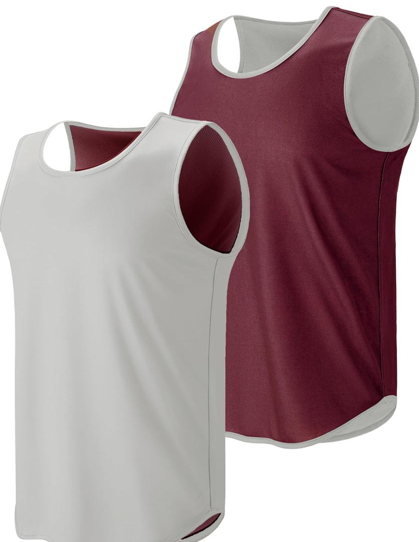 Liberty Pro Men's Lightweight Reversible Rec Tanks, Mesh Basketball Jerseys Athletic Quick Dry Shirts Team Scrimmage Uniforms M