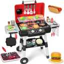 Kids Grill Playset for Toddlers 3-5, 2-Layer Outdoor BBQ Cooking Toy with Smoke, Lights and Sounds, Backyard Pretend Play Kitchen Set, Outside Toys for Boys and Girls