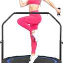 Mini Trampoline for Adults Fitness Trampoline, with Handle, 400/600lbs Weight Capacity, Sturdy/Noiseless Exercise Rebounder for Indoor & Outdoor Workout (40 Inch, Blue)