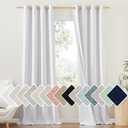 NICETOWN 100% Absolutely Blackout Linen Curtains with Thermal Insulated White Liner, White, 52 inches Wide, 90 inches Length Energy Saving Curtains for Living Room 2 Panels Set, Vertical Blinds