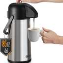 Airpot Coffee Carafe for Keeping Hot - 85 OZ / 2.5L Large Coffee Dispenser with Pump - Insulated Stainless Steel Thermos Urn for Hot Drinks Water Tea Chocolate - Thermal Beverage Dispenser for Parties (85 Ounces)