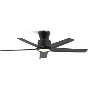ocioc 44 inch Ceiling Fans with Lights and Remote, Dimmable Ceiling Fans with Reversible Quiet DC Motor, Flush Mount, 3CCT, Black Ceiling Fan for Bedroom Living room Indoor/Outdoor