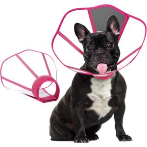 Clear Dog Cone, Elizabethan Collar for Dogs to Stop Licking, Plastic Pet E-Collar Alternative After Surgery, Adjustable Dog Recovery Cone for Wound Healing (M)