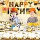 194Pcs Construction Plates Birthday Party Supplies Decorations Serve 24 | Includes Napkins Cups Tablecloth and Banner | Boys Construction Themed Birthday Party