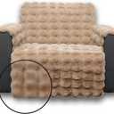 Plush and Fuzzy Shaggy Couch Cover, Dog Pad Faux Fur Sofa Cover, Water Resistant Slipcover, Non-Slip Furniture Protector for Kids,Dogs,Cats.(Light Brown-Bubble, Small-XL Chair)