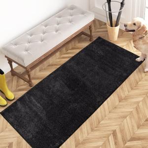 PURRUGS Dirt Trapping Door Mat 24" x 59", Non-Slip Machine Washable Entryway Rug, Dog Doormat, Indoor Front Door Mat, Super Absorbent Entry Rug for Muddy Shoes & Paws, Charcoal