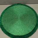 Handwoven Fringe Boho Placemats Set of 4 - Green