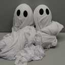 JOYIN 2 Pcs 47 Halloween Light up Hanging Ghost Decoration Outdoor, Halloween Flying Hanging Ghosts with Warm LED Light for Haunted House Prop, Front Yard Patio Party Decor Indoor Outdoor