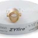 ZYfire Fire Hose - 1-1/2" ID x 75 FT Single Jacket TPU Fire Hose Industrial Hose Firefighter Hose with M  F NST/NH Brass Couplings Lightweight Lay Flat Water Hose for Use in Firefighting, Residential