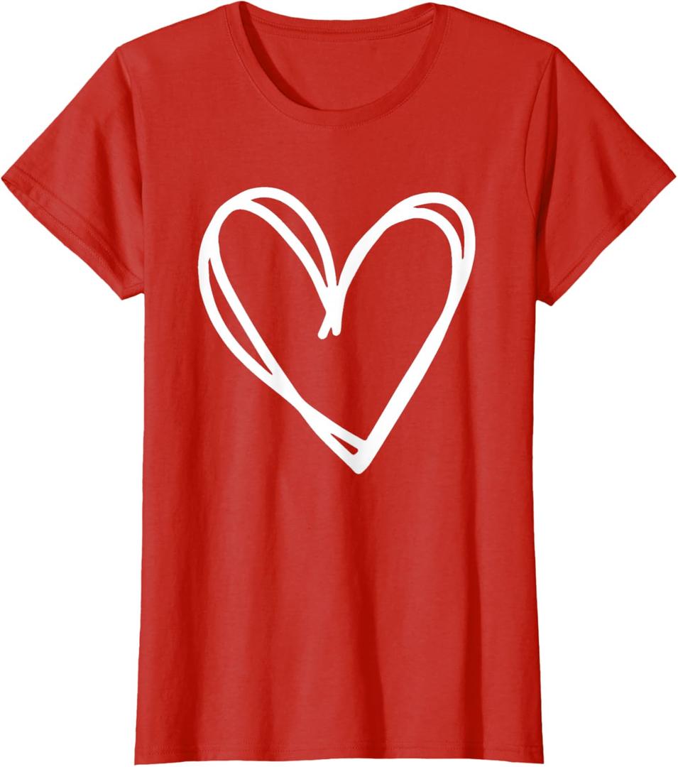 Girls Heart for Women Valentines Day Graphic T-Shirt, Size XS