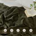 MooMee Muslin Blanket - 100% Cotton 4-Layer Gauze Throw Blanket with All-Around Fringe, Soft Breathable Lightweight Cooling Summer Blankets for Bed Couch (Olive Green,Throw XL 50" x 70")