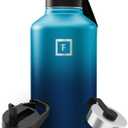 IRON °FLASK Camping & Hiking Hydration Flask with Spout, Wide Mouth Insulated Stainless Steel Sports Water Bottle - 64 oz Dark Night