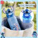MINISO Disney Stitch Bottle, 20oz Lilo&Stitch Insulated Stainless Steel Bottle, Cartoon Vacuum Insulated Tumbler, Leak Proof Flip Top Stitch Cup for Sport Travel Office (Blue-SDZ)
