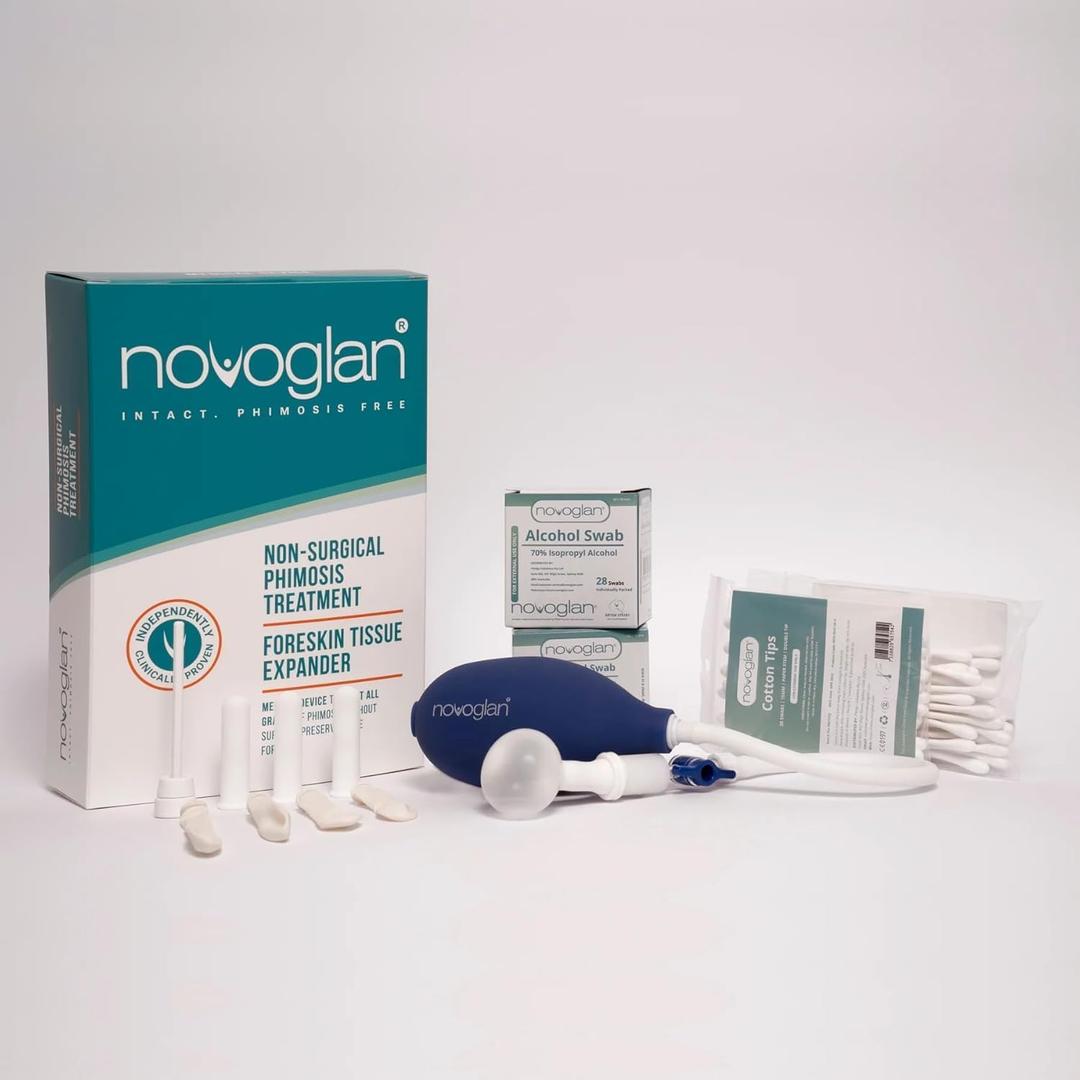 NOVOGLAN Essential Non-Surgical Phimosis Treatment Kit  Gentle Foreskin Tissue Expander | Class I Medical Device | at-Home Use | Reusable Components | Step-by-Step Guidance