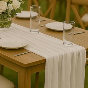 10FT Ivory White Cheesecloth Table Runner 120 Inch Rustic Boho Gauze Cheese Cloth Table Runner for Wedding Baby Shower Bridal Shower Birthday Party Home Decorations