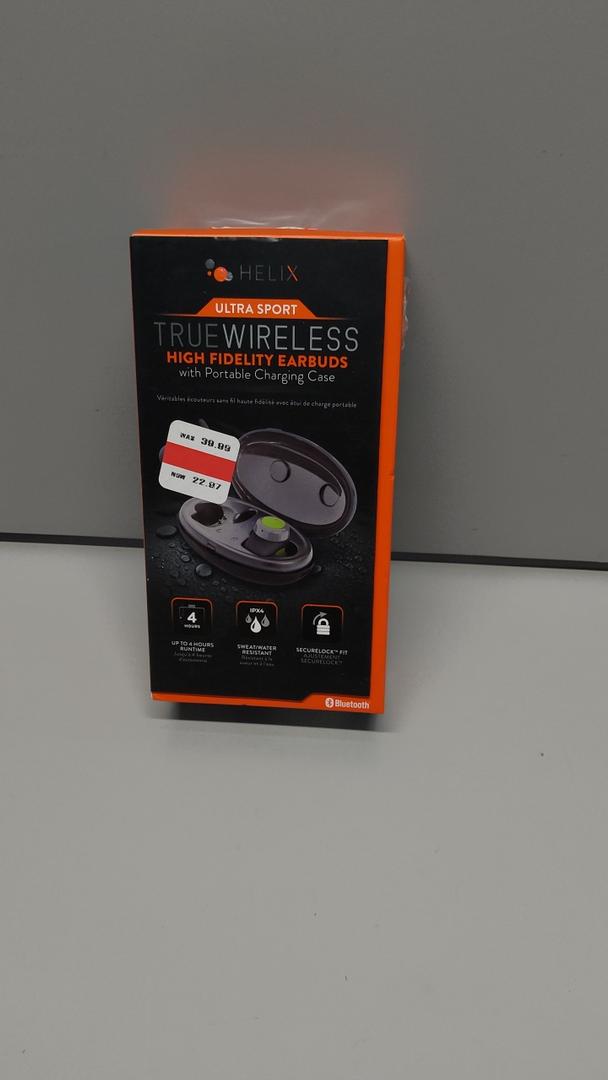Helix  True Wireless. Huge Fidelity Earbuds with Portable Charging Case