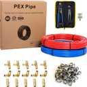 Efield 3/4-Inch 2X100 ft Pex-b Tubing (100 ft Red + 100 ft Blue) Kit, 3/4 Inch 2x 100 ft ALL IN ONE