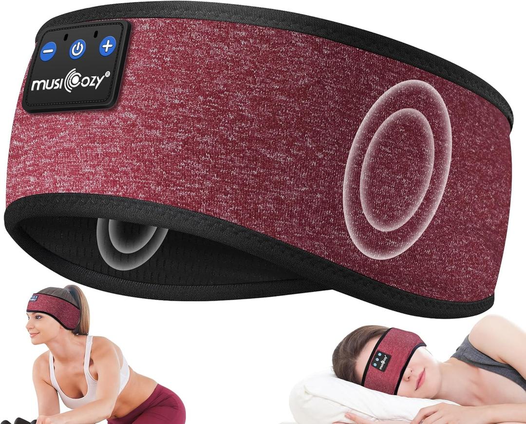 MUSICOZY Sleep Headphones Wireless Bluetooth 5.4 Headband, Music Sports Sleeping Headband Headphones Earbuds Earphones for Women Girls Mom Workout Running Jogging Yoga Cool Gadgets Unique Gifts (Wine Red)