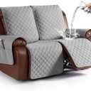 KinCam Loveseat Recliner Covers for 2 Seat, 100% Waterproof Reclining Loveseat Covers, Non-Slip Recliner Cover Furniture Protector with Elastic Straps for Pets, Kids, Light Gray