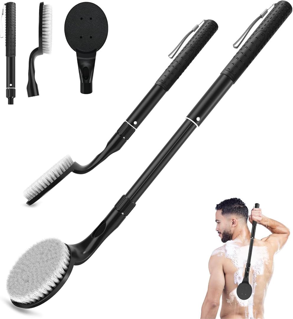 Back Scrubber Anti Slip for Shower, 25.7 Telescopic Back Bath Brush for Shower, Back Scrubber, Exfoliation and Improved Skin Health for Elderly with Limited Arm Movement, Disabled