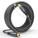 Warrky Optical Audio Cable, 25ft Optical Cable for Soundbar [Nylon Braided, Slim Metal Case, Gold-Plated Plug], Fiber Optic Audio Cord Compatible with Samsung, Vizio, LG, Bose, Sony, Sonos