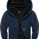 SWISSWELL Unisex Boys Girls Fleece Hoodie Sherpa Lined Jacket Zip Up Hooded Sweatshirt Winter Outerwear for Kids (10-11 Years, Navy Blue)