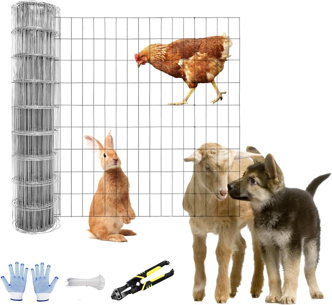 Tongmo 2 ft x 100 ft Galvanized Welded Wire Fence, 16GA Garden Chicken Wire Fence Roll, Mesh Size 2" x 4"Hardware Cloth, Ideal for Yard Protection and Poultry Netting
