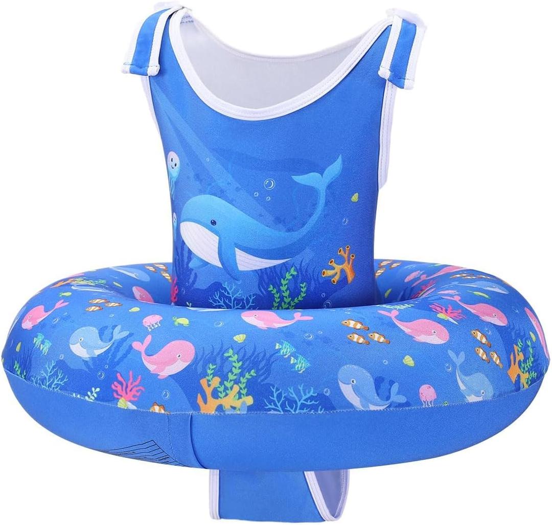 HeySplash Toddler Swim Vest for Age 3-6, Swim Trainer Vests with Adjustable Strap fit for Boys Girls 30-60lbs,Children Swimsuit, Floating Tubes Swim Aid Jackets,Beginner Learn to Swim Pool Floaties (E-Blue Whale)
