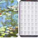 40Pcs Empty Half Pans with Magnetic Stripe Watercolor Paint Travel Tin Palette Case, Artist Paints Half Pan Kits for DIY Watercolor Oils or Acrylics Painting Art Drawing Oil Painting Pond
