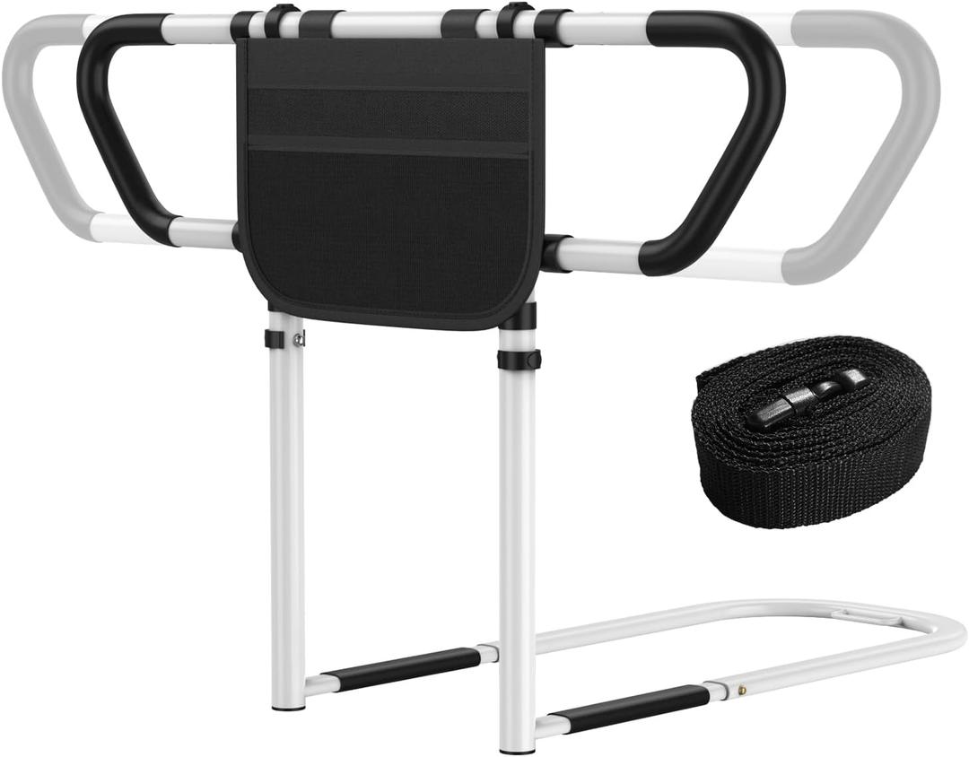 Bed Rails for Elderly Adults Safety - ASTM F3186-17 Certified 400lbs Capacity Adjustable Bed Assist Rail with Non-Slip Handles & Storage Bag, Fits Twin/Full/Queen/King Beds
