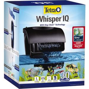 Tetra Whisper IQ Power Filter, 175 GPH, with Stay Clean Technology, 30 Gallons