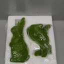 2PCS Easter Bunny Ornament Set, Green Moss Artificial Sculpture, Green Bunny Resin Ornament, Spring Garden Decoration. (Large 2PCS Standing+Sitting)