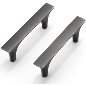 HESTIA HARDWARE 10 Pack Handles for Cabinets and Drawers | 3 Inch (76mm) Center to Center Antique Silver | Kitchen Pewter Cabinet Hardware, Drawer Pulls and Dresser Handles (Z15.3in.10.B)