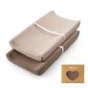 TILLYOU Muslin Changing Pad Cover for Baby Girls Boys, Soft and Breathable Cotton Diaper Changing Table Cover, 2 Pack(Brown&Light Brown)